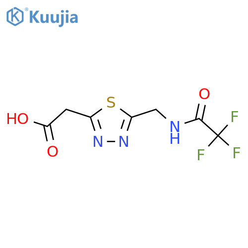 2-{5-(2,2,2-trifluoroacetamido)methyl-1,3,4-thiadiazol-2-yl}acetic acid structure