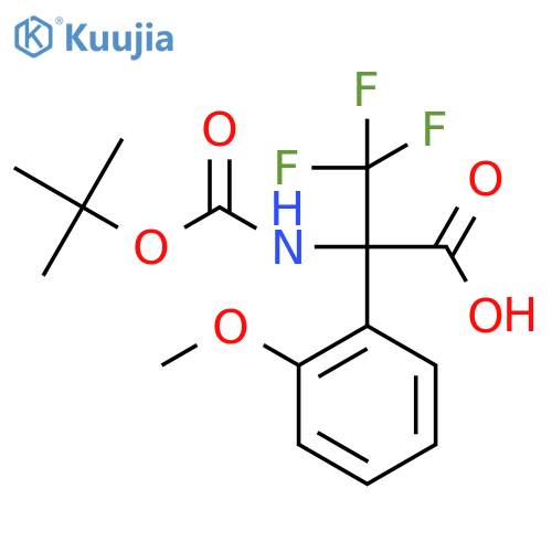 2-{(tert-butoxy)carbonylamino}-3,3,3-trifluoro-2-(2-methoxyphenyl)propanoic acid structure