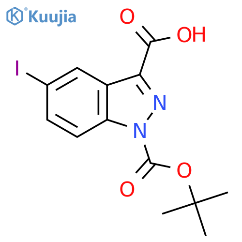 1-(tert-butoxy)carbonyl-5-iodo-1H-indazole-3-carboxylic acid structure