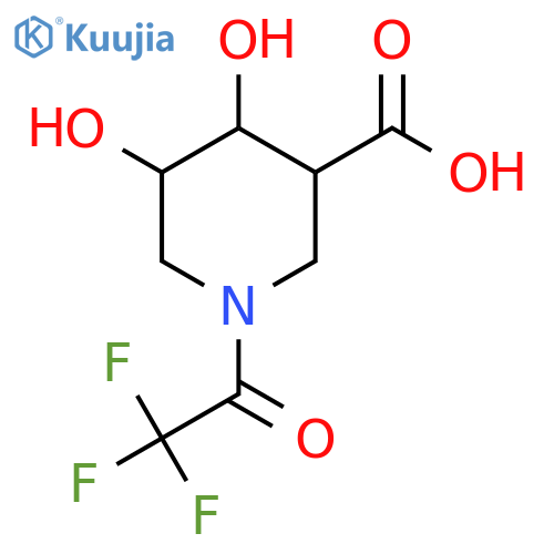 4,5-Dihydroxy-1-(2,2,2-trifluoroacetyl)piperidine-3-carboxylic acid structure