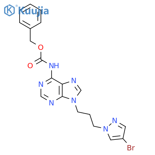 benzyl N-{9-3-(4-bromo-1H-pyrazol-1-yl)propyl-9H-purin-6-yl}carbamate structure