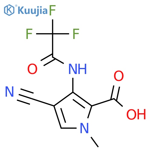 4-cyano-1-methyl-3-(2,2,2-trifluoroacetamido)-1H-pyrrole-2-carboxylic acid structure