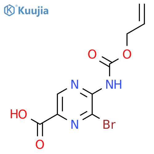 6-bromo-5-{(prop-2-en-1-yloxy)carbonylamino}pyrazine-2-carboxylic acid structure