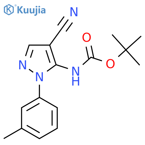tert-butyl N-4-cyano-1-(3-methylphenyl)-1H-pyrazol-5-ylcarbamate structure