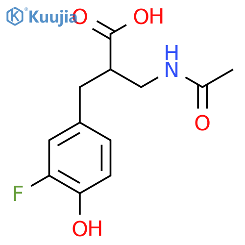 3-acetamido-2-(3-fluoro-4-hydroxyphenyl)methylpropanoic acid structure
