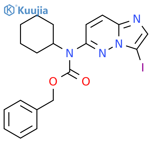 benzyl N-cyclohexyl-N-{3-iodoimidazo[1,2-b]pyridazin-6-yl}carbamate structure