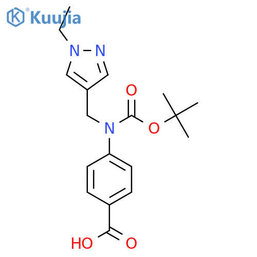 4-{(tert-butoxy)carbonyl(1-ethyl-1H-pyrazol-4-yl)methylamino}benzoic acid structure