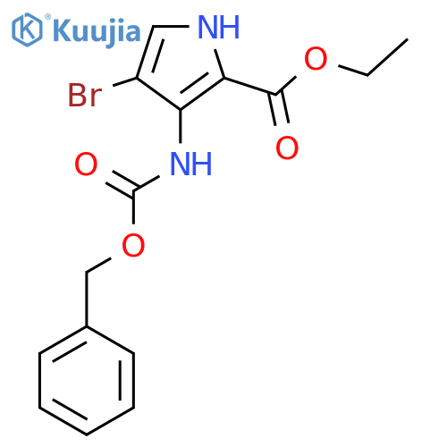 ethyl 3-{(benzyloxy)carbonylamino}-4-bromo-1H-pyrrole-2-carboxylate structure