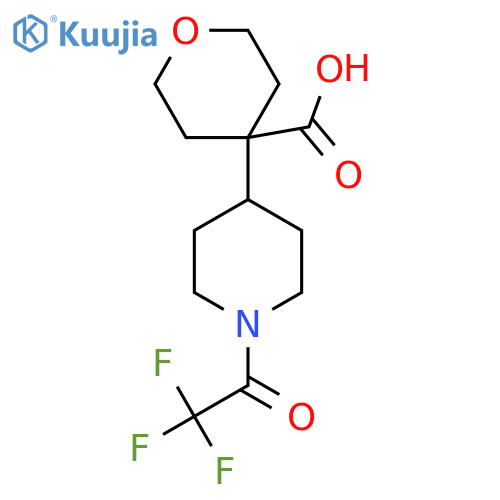 4-1-(2,2,2-trifluoroacetyl)piperidin-4-yloxane-4-carboxylic acid structure