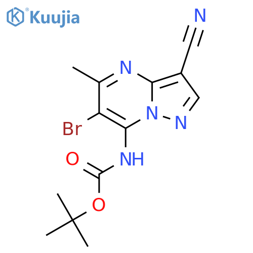 tert-butyl N-{6-bromo-3-cyano-5-methylpyrazolo1,5-apyrimidin-7-yl}carbamate structure