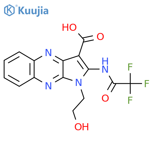 1-(2-hydroxyethyl)-2-(2,2,2-trifluoroacetamido)-1H-pyrrolo2,3-bquinoxaline-3-carboxylic acid structure