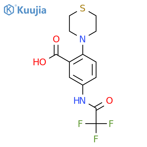 2-(Thiomorpholin-4-yl)-5-(2,2,2-trifluoroacetamido)benzoic acid structure
