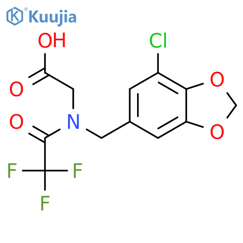 2-{N-[(7-chloro-1,3-dioxaindan-5-yl)methyl]-2,2,2-trifluoroacetamido}acetic acid structure