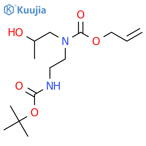prop-2-en-1-yl N-(2-{(tert-butoxy)carbonylamino}ethyl)-N-(2-hydroxypropyl)carbamate structure