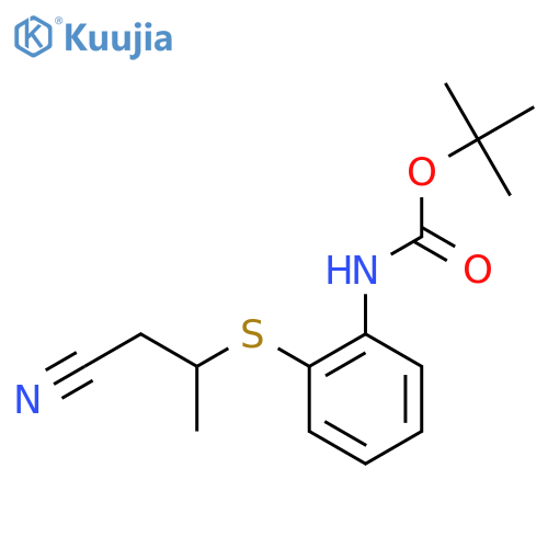 tert-butyl N-{2-(1-cyanopropan-2-yl)sulfanylphenyl}carbamate structure