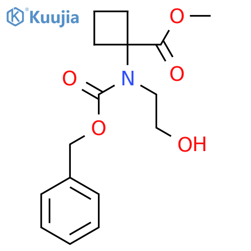 methyl 1-{(benzyloxy)carbonyl(2-hydroxyethyl)amino}cyclobutane-1-carboxylate structure
