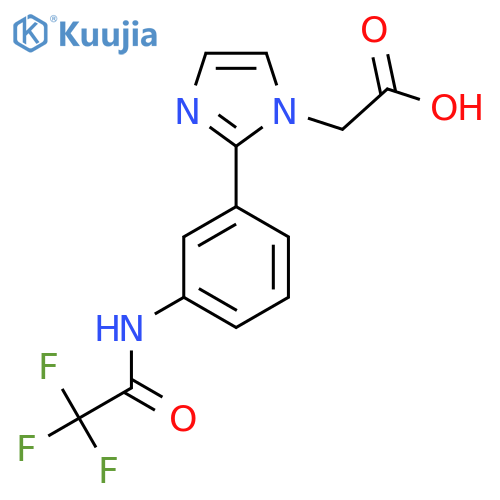 2-{2-3-(2,2,2-trifluoroacetamido)phenyl-1H-imidazol-1-yl}acetic acid structure