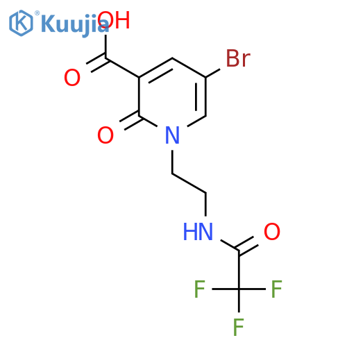5-Bromo-2-oxo-1-[2-(2,2,2-trifluoroacetamido)ethyl]-1,2-dihydropyridine-3-carboxylic acid structure