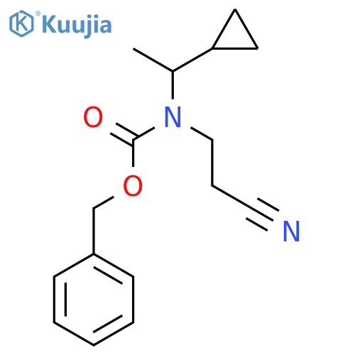 benzyl N-(2-cyanoethyl)-N-(1-cyclopropylethyl)carbamate structure