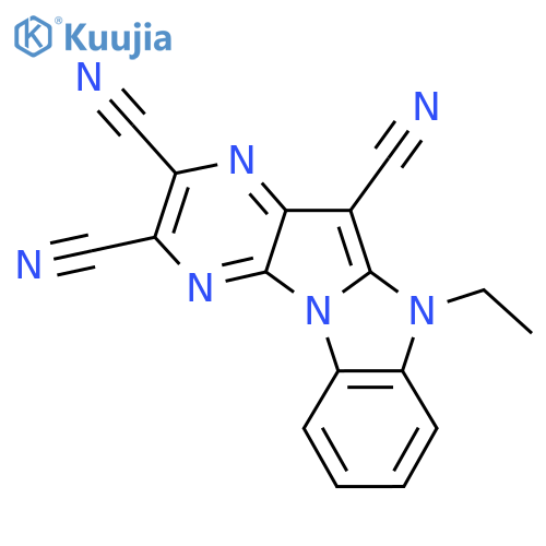 10-Ethyl-1,3,6,10-tetraazatetracyclo[7.7.0.0^{2,7}.0^{11,16}]hexadeca-2(7),3,5,8,11(16),12,14-heptaene-4,5,8-tricarbonitrile structure