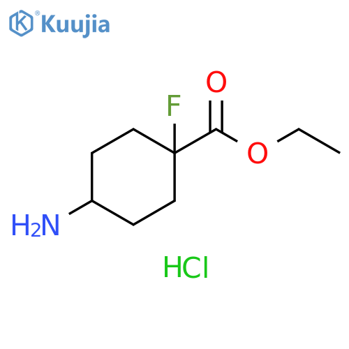 Cyclohexanecarboxylic acid, 4-amino-1-fluoro-, ethyl ester, hydrochloride (1:1) structure