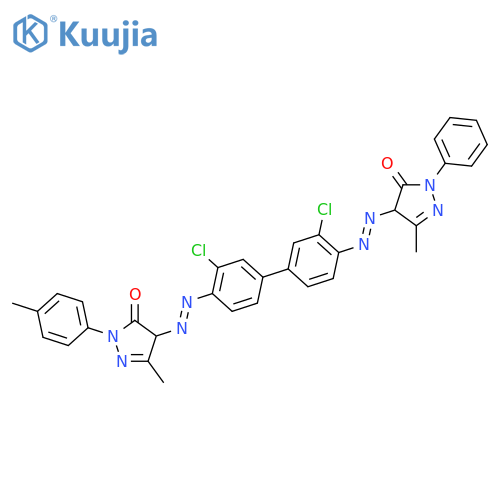 3H-Pyrazol-3-one,4-[[3,3'-dichloro-4'-[[4,5-dihydro-3-methyl-1-(4-methylphenyl)-5-oxo-1H-pyrazol-4-yl]azo][1,1'-biphenyl]-4-yl]azo]-2,4-dihydro-5-methyl-2-phenyl-(9CI) structure