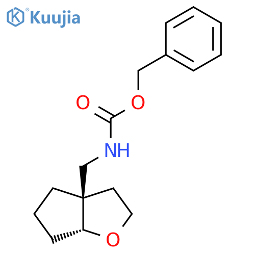 rac-benzyl N-{[(3aR,6aR)-hexahydro-2H-cyclopenta[b]furan-3a-yl]methyl}carbamate structure
