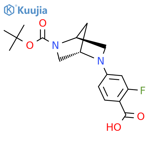 4-[(1S,4S)-5-[(tert-butoxy)carbonyl]-2,5-diazabicyclo[2.2.1]heptan-2-yl]-2-fluorobenzoic acid structure