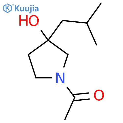 1-3-hydroxy-3-(2-methylpropyl)pyrrolidin-1-ylethan-1-one structure