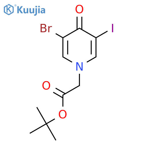 Tert-butyl 2-(3-bromo-5-iodo-4-oxo-1,4-dihydropyridin-1-yl)acetate structure