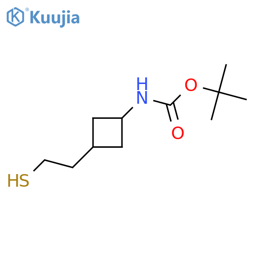 tert-butyl N-3-(2-sulfanylethyl)cyclobutylcarbamate, Mixture of diastereomers structure