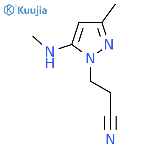3-3-methyl-5-(methylamino)-1H-pyrazol-1-ylpropanenitrile structure