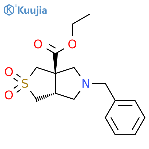 rel-Ethyl (3aS,6aR)-5-benzyltetrahydro-1H-thieno[3,4-c]pyrrole-3a(3H)-carboxylate 2,2-dioxide structure