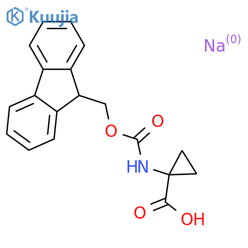 Cyclopropanecarboxylic acid, 1-[[(9H-fluoren-9-ylmethoxy)carbonyl]amino]-, sodium salt (1:1) structure