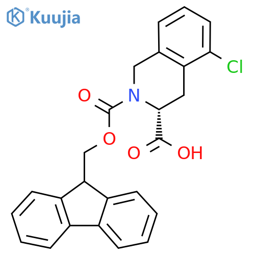 (3R)-5-chloro-2-{(9H-fluoren-9-yl)methoxycarbonyl}-1,2,3,4-tetrahydroisoquinoline-3-carboxylic acid structure