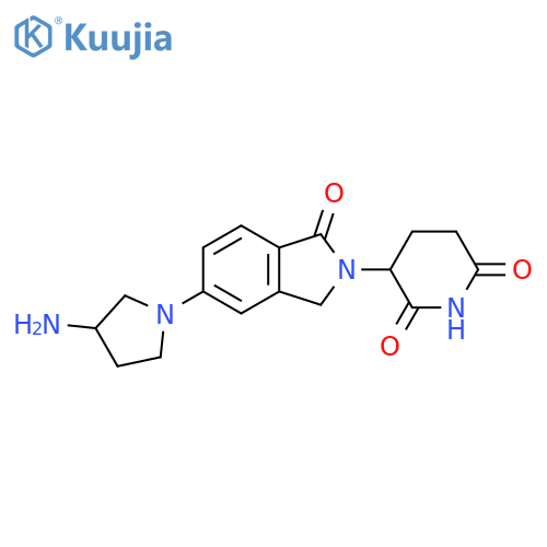3-5-(3-aminopyrrolidin-1-yl)-1-oxo-2,3-dihydro-1H-isoindol-2-ylpiperidine-2,6-dione structure