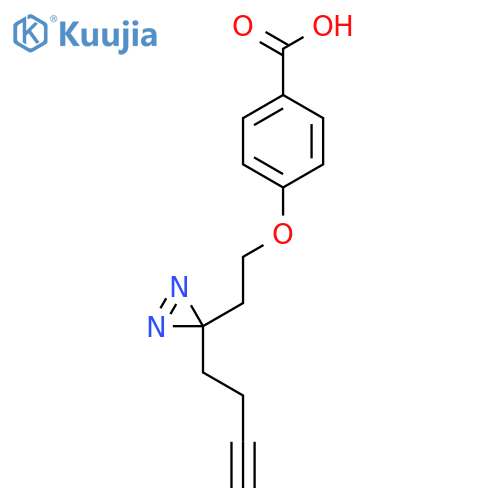 4-{2-[3-(but-3-yn-1-yl)-3H-diazirin-3-yl]ethoxy}benzoic acid structure