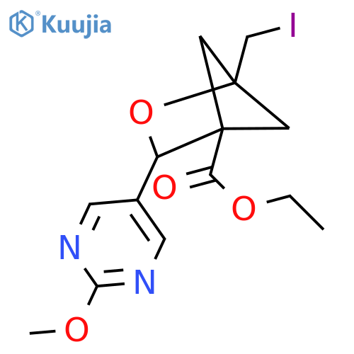 ethyl 1-(iodomethyl)-3-(2-methoxypyrimidin-5-yl)-2-oxabicyclo2.1.1hexane-4-carboxylate structure