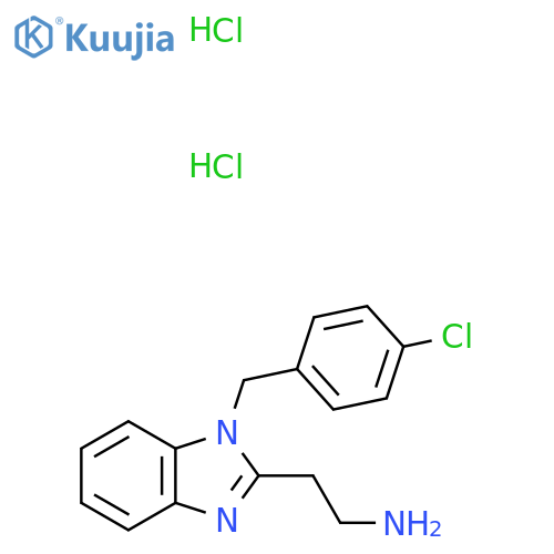 2-{1-[(4-chlorophenyl)methyl]-1H-1,3-benzodiazol-2-yl}ethan-1-amine dihydrochloride structure