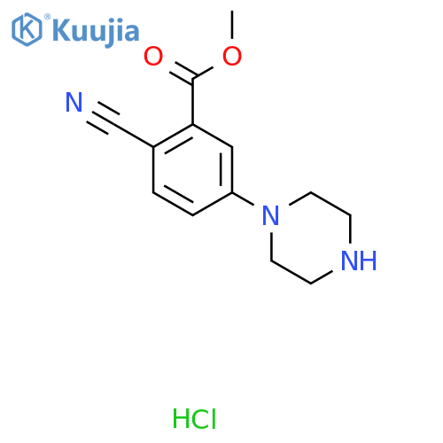 Methyl 2-cyano-5-(piperazin-1-yl)benzoate hydrochloride structure
