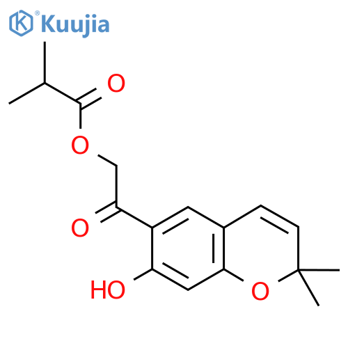 2-Methylpropanoic acid [2-(7-hydroxy-2,2-dimethyl-2H-1-benzopyran-6-yl)-2-oxoethyl] ester structure