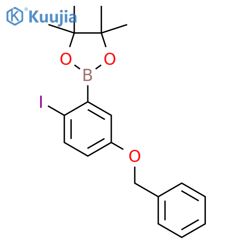 2-(5-(Benzyloxy)-2-iodophenyl)-4,4,5,5-tetramethyl-1,3,2-dioxaborolane structure
