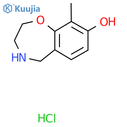 9-Methyl-2,3,4,5-tetrahydro-1,4-benzoxazepin-8-ol hydrochloride structure