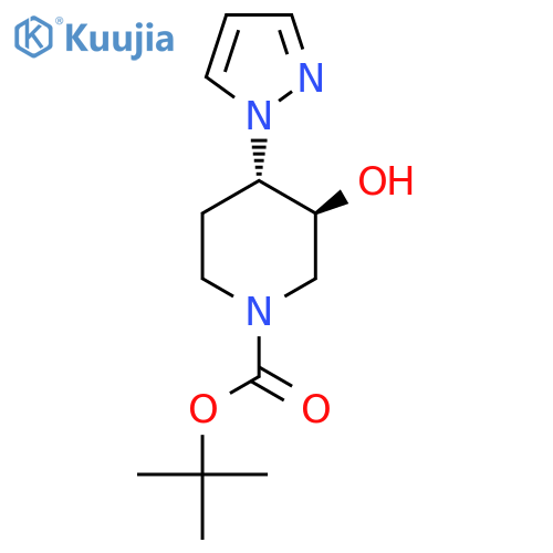 rac-tert-butyl (3R,4R)-3-hydroxy-4-(1H-pyrazol-1-yl)piperidine-1-carboxylate structure