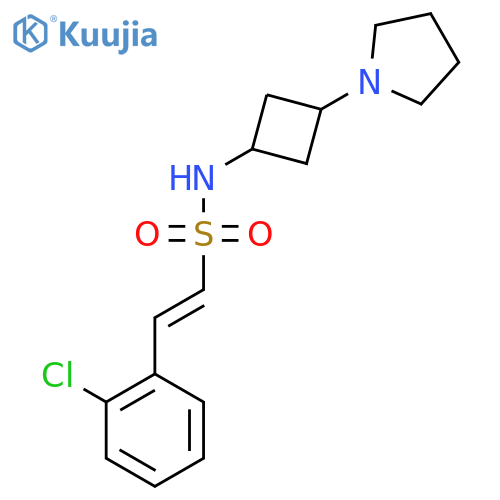 2-(2-chlorophenyl)-N-[(1s,3s)-3-(pyrrolidin-1-yl)cyclobutyl]ethene-1-sulfonamide structure