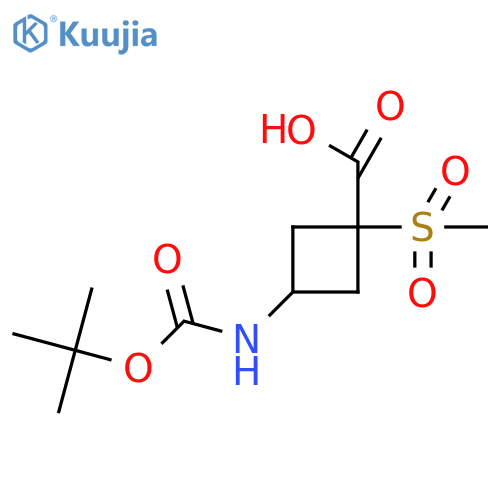 3-{[(Tert-butoxy)carbonyl]amino}-1-methanesulfonylcyclobutane-1-carboxylic acid structure