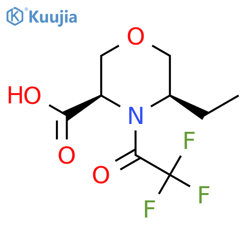 (3R,5R)-5-ethyl-4-(2,2,2-trifluoroacetyl)morpholine-3-carboxylic acid structure
