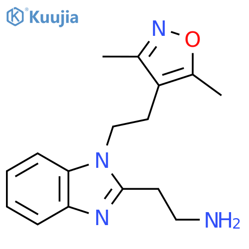 2-{1-2-(3,5-dimethyl-1,2-oxazol-4-yl)ethyl-1H-1,3-benzodiazol-2-yl}ethan-1-amine structure