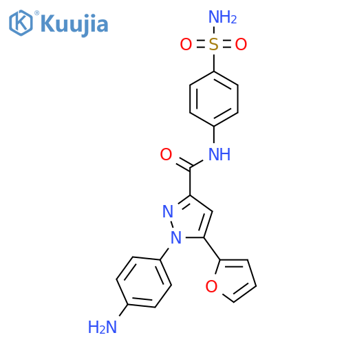 1-(4-aminophenyl)-5-(furan-2-yl)-N-(4-sulfamoylphenyl)-1H-pyrazole-3-carboxamide structure