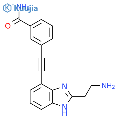 3-{2-[2-(2-aminoethyl)-1H-1,3-benzodiazol-4-yl]ethynyl}benzamide structure